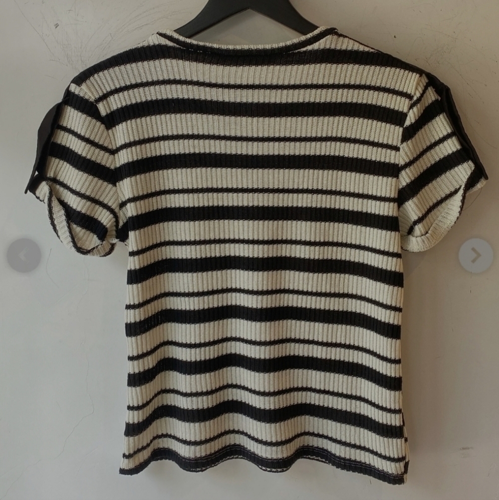 ZARA KNIT BLACK AND WHITE TSHIRT - Picture 7 of 7